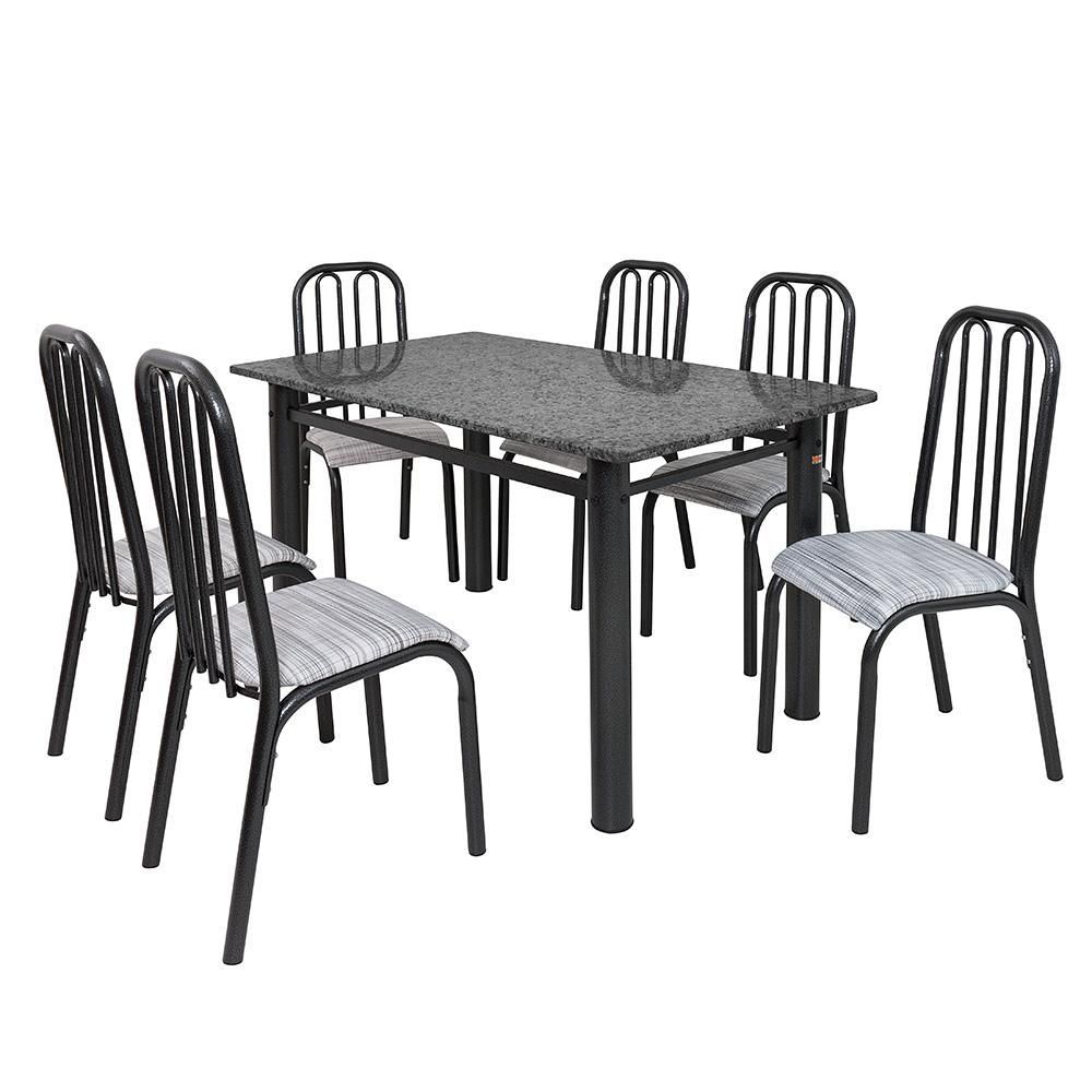 Encontraproduto.com.br - Conjunto De Mesa Com 6 Cadeiras Ciplafe Granito Craquelado