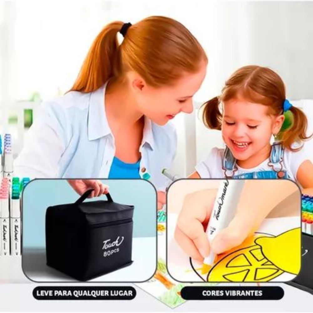 Encontraproduto.com.br - Conjunto De Canetas Marcador Permanente Ponta Dupla 80 Cores