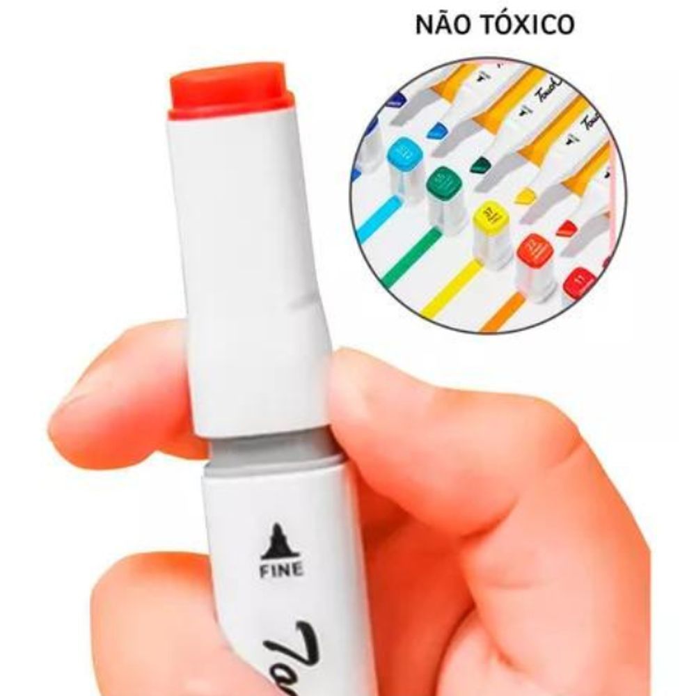 Encontraproduto.com.br - Conjunto De Canetas Marcador Permanente Ponta Dupla 80 Cores
