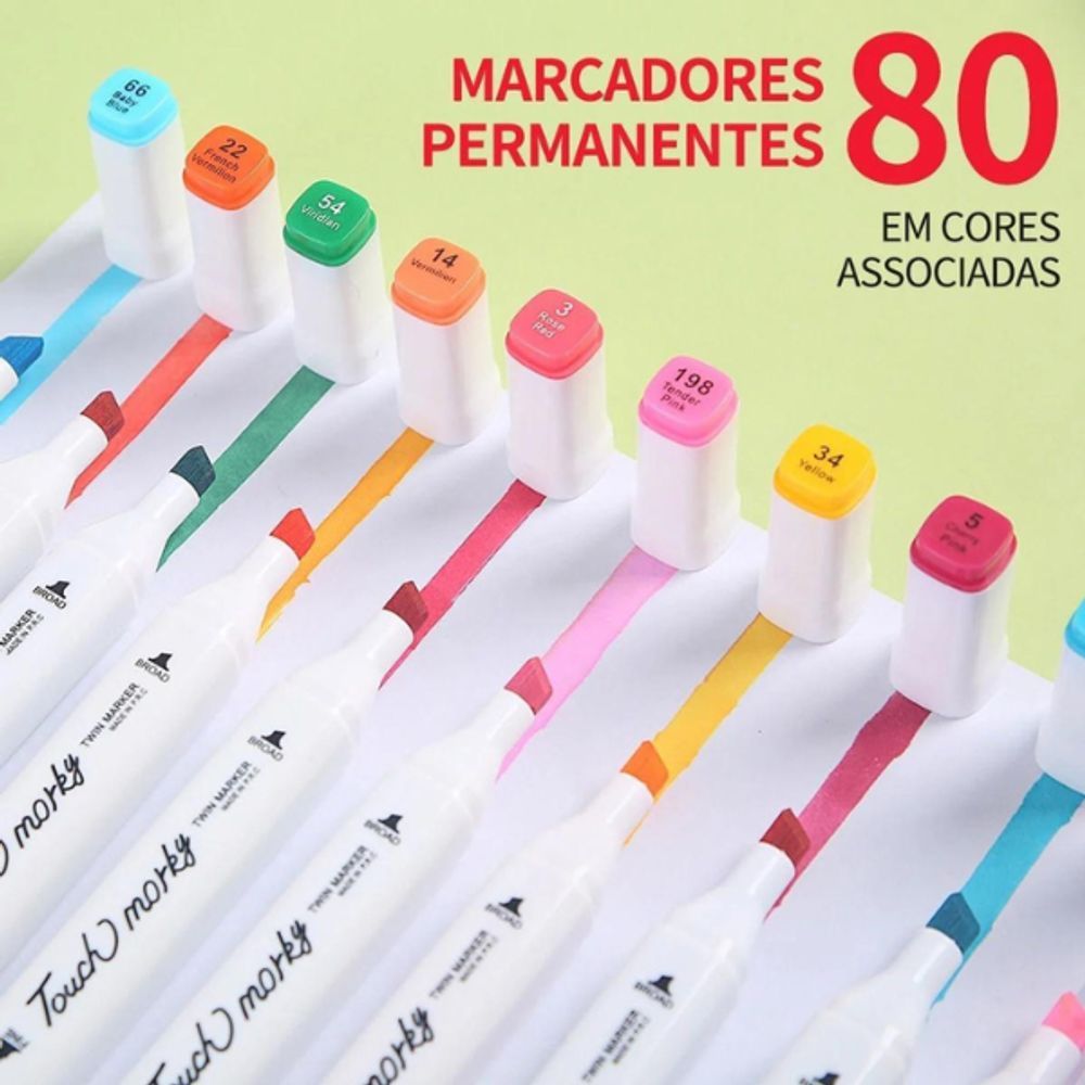 Encontraproduto.com.br - Conjunto De Canetas Marcador Permanente Ponta Dupla 80 Cores