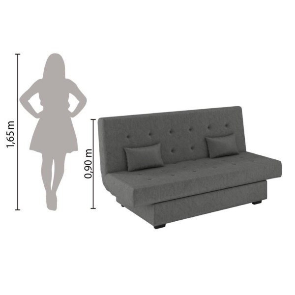 Encontraproduto.com.br - Sofá Cama 3 Lugares Matrix Laila Suede Cinza Cinza