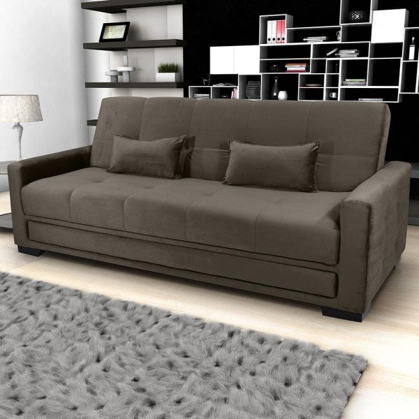 Encontraproduto.com.br - Sofá-cama 3 Lugares Matrix Grazi Com Revestimento Em Tecido Veludo Cappuccino