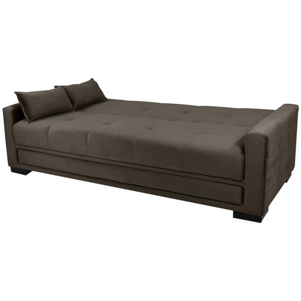 Encontraproduto.com.br - Sofá-cama 3 Lugares Matrix Grazi Com Revestimento Em Tecido Veludo Cappuccino