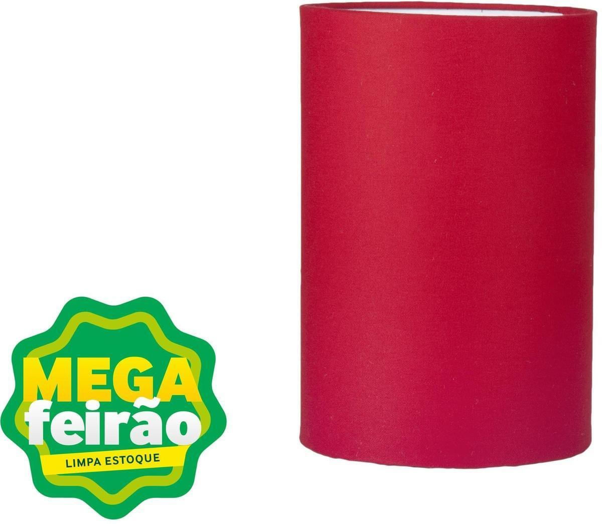 Cúpula Para Abajur Cilíndrica 60W Acetato Tecido e Metal Primor 424-009 Vermelha