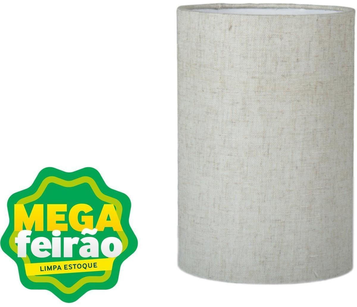 Cúpula Para Abajur Cilíndrica 60W Acetato Tecido e Metal Primor 424-025 Linho Claro