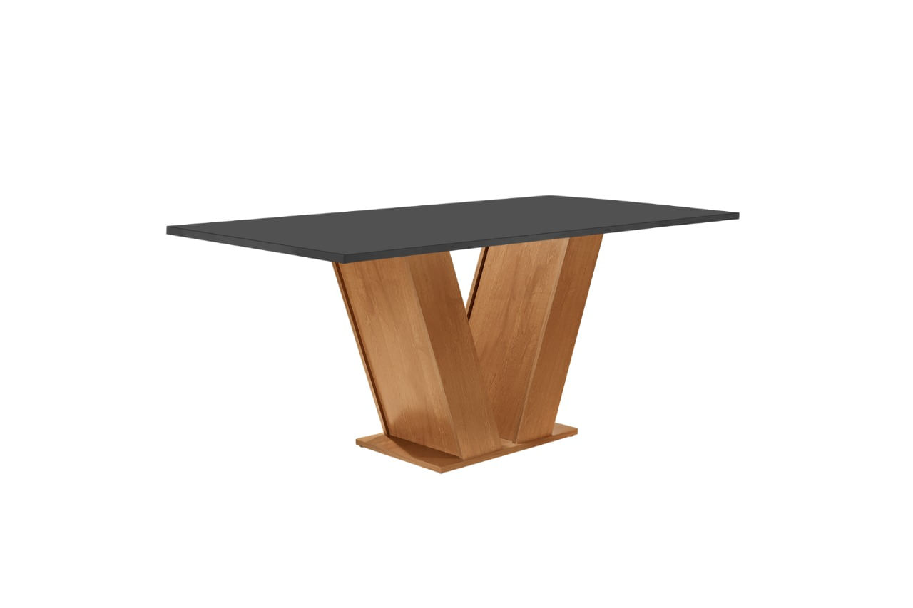 Conjunto Mesa Classic 120x80 com Tampo em Vidro Dakota com 4 Cadeiras Florença Cel Móveis - Cinamomo e Grafite