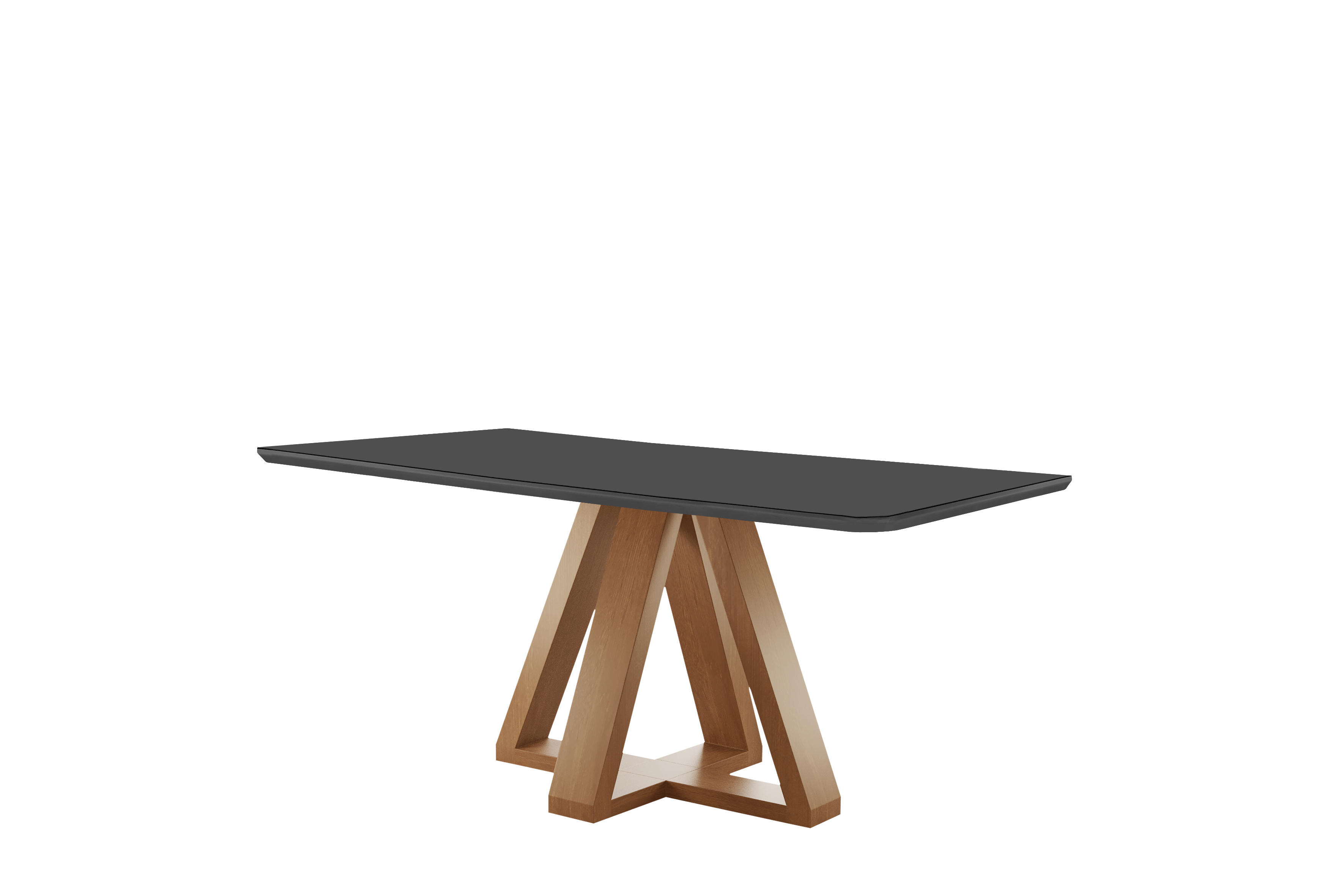Conjunto Mesa Madri com 6 Cadeiras Lisboa Tampo em Vidro 170x90cm Cel Móveis - Cinamomo e Grafite