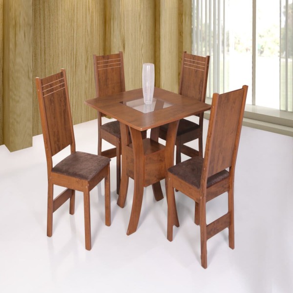 Encontraproduto.com.br - Conjunto De Mesa São Carlos Priscila com 4 Cadeiras Mariah 90x 90 Centímetros