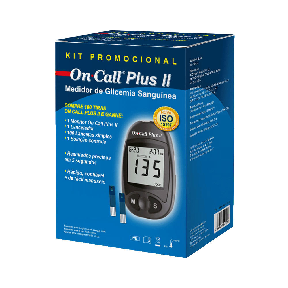 Encontraproduto.com.br - Glicosimetro On Call Plus Ii Com 100 Tiras