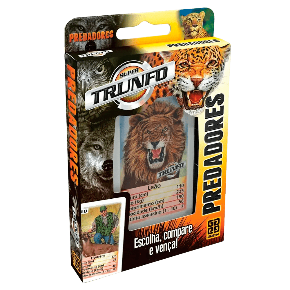 Encontraproduto.com.br - Jogo de Cartas - Super Trunfo - Predadores GROW