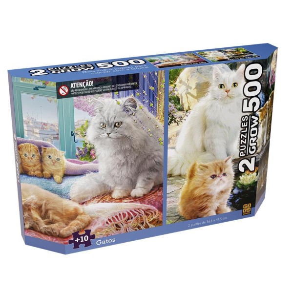 Encontraproduto.com.br - Quebra-cabeça 500 peças Duplo - Gatos