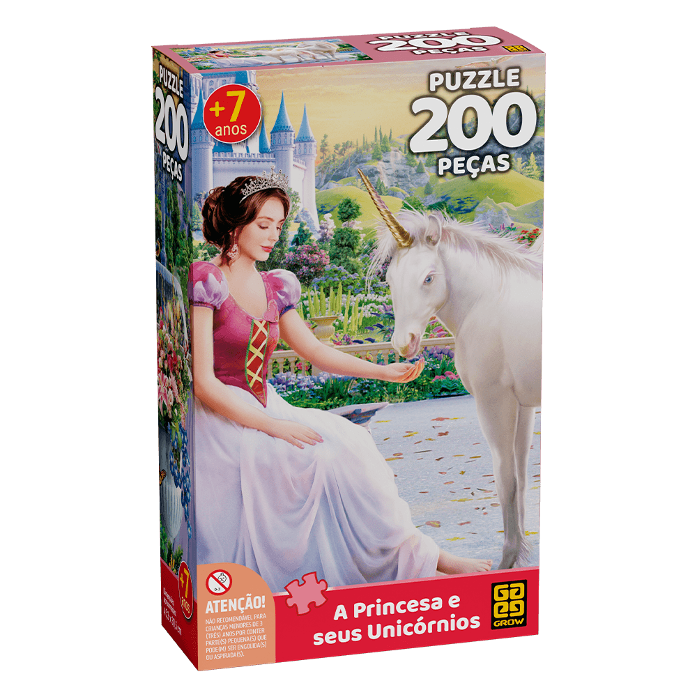 Encontraproduto.com.br - Quebra-cabeça 200 peças A Princesa e seus Unicórnios