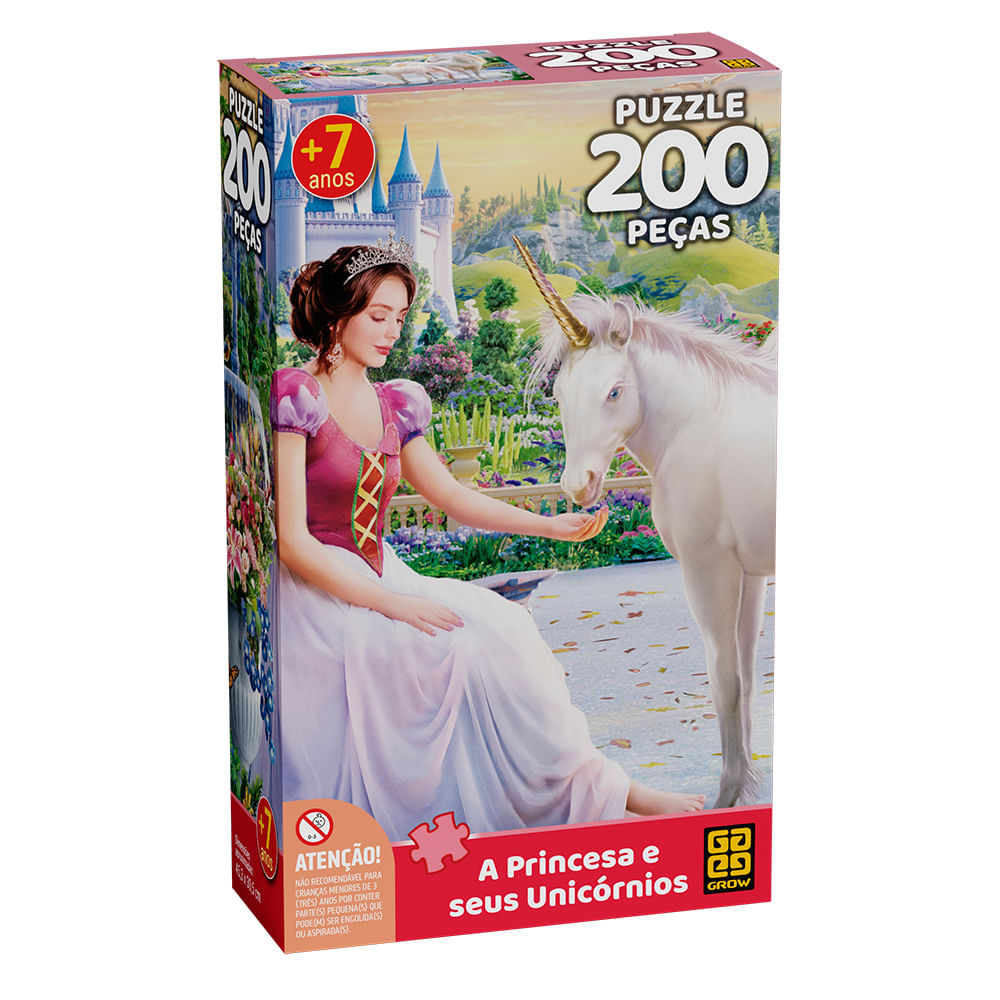 Encontraproduto.com.br - Quebra-cabeça 200 peças A Princesa e seus Unicórnios