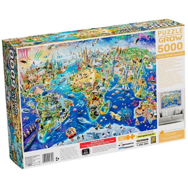 Encontraproduto.com.br - Puzzle 5000 peças Mapa-Múndi Turístico