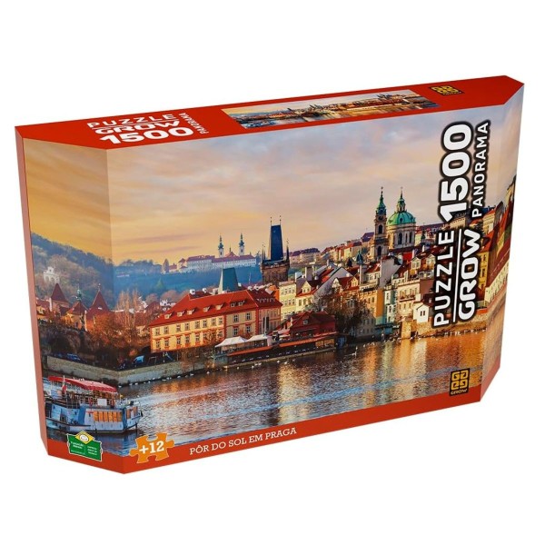 Encontraproduto.com.br - Quebra Cabeça Panoramico Por do Sol em Praga 1500 Peças Grow 04551