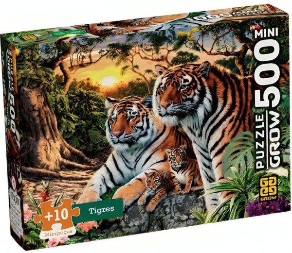Encontraproduto.com.br - Mini Quebra-cabeça 500 peças Tigres