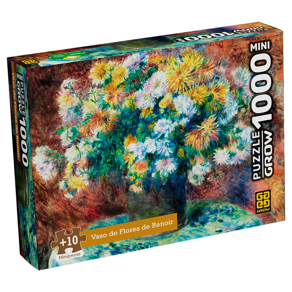 Mini Quebra-cabeça 1000 peças Vaso de Flores de Renoir- Grow