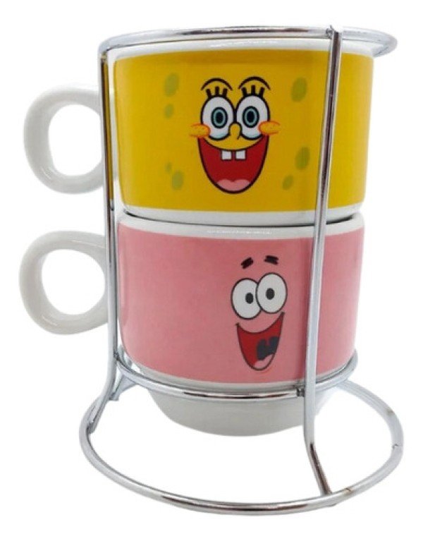 Encontraproduto.com.br - Kit Xicaras Bob Esponja e Patrick