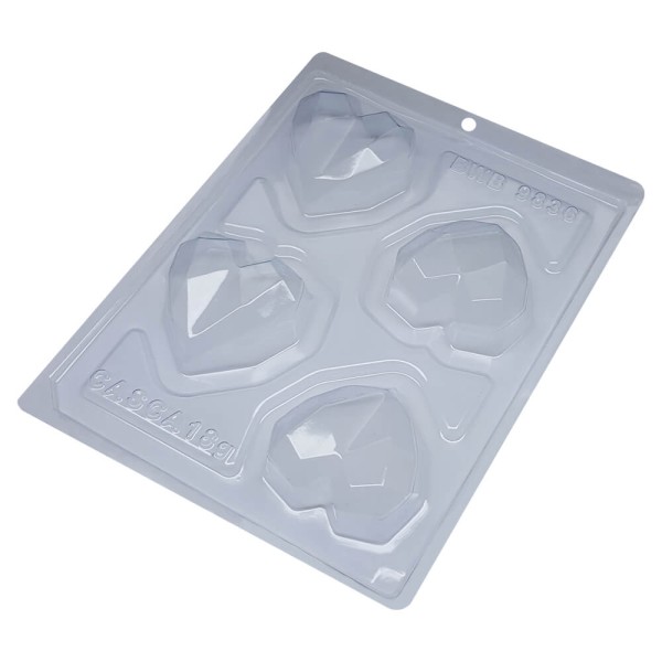 Encontraproduto.com.br - Forma Trufa Coração Lapidado de Acetato Com Silicone
