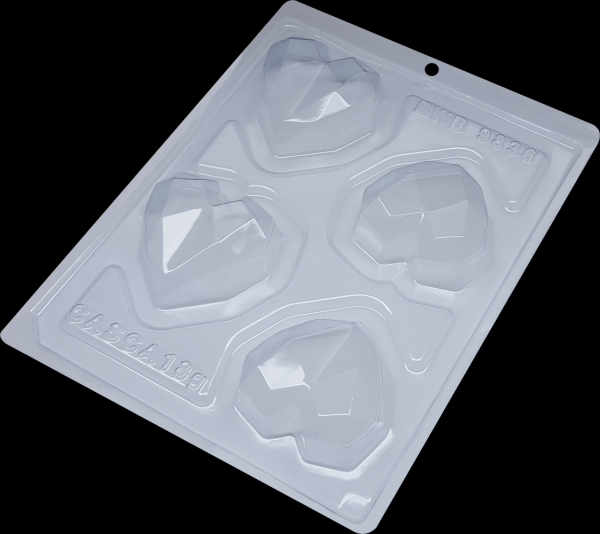 Encontraproduto.com.br - Forma Trufa Coração Lapidado de Acetato Com Silicone
