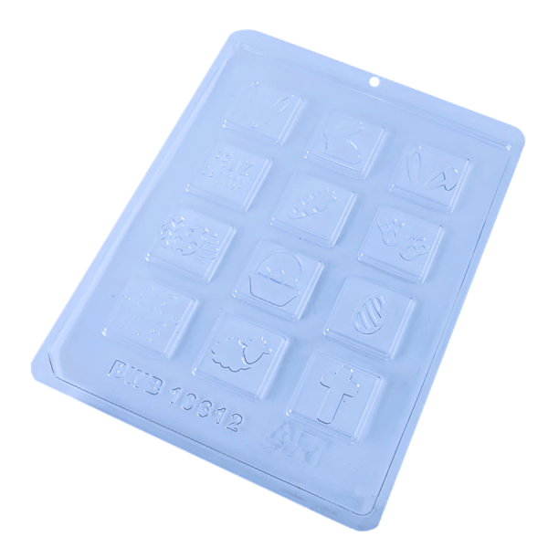 Encontraproduto.com.br - Forma de PVC Tabletinho Quadrado Páscoa Unidade 10612 BWB