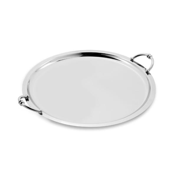 Bandeja redonda revestida em prata Riva Ferrara 38cm