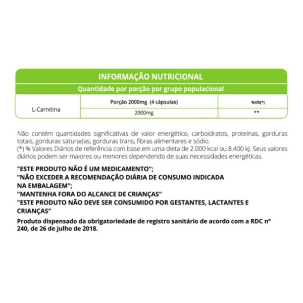 Encontraproduto.com.br - L Carnitina 500mg 60Caps Wvegan