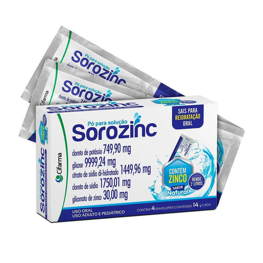 Sorozinc Sabor Nautural com 4 Envelopes de 14g - Cifarma