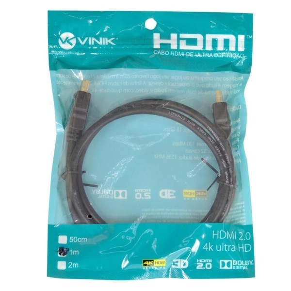 Encontraproduto.com.br - Cabo Hdmi 2.0 4K Ultra Hd 3D Conexão Ethernet 2 Metros - H20