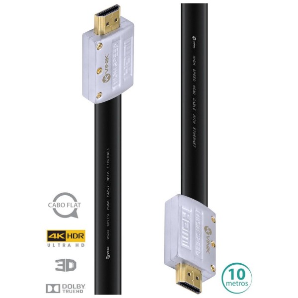 Encontraproduto.com.br - Cabo HDMI 2.0 4K ULTRA HD 3D Conexao ETHERNET FLAT com Conector Desmontavel 10 Metros - H20FL-10