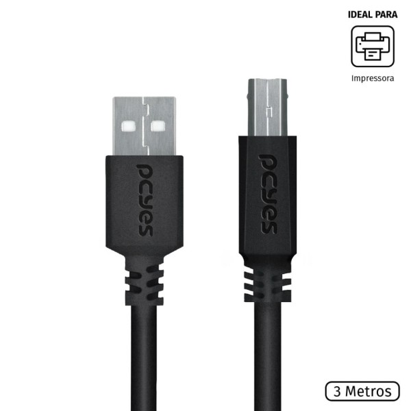 Encontraproduto.com.br - Cabo Impressora Usb 2.0 Macho Para Usb B 3 Metros Pcyes