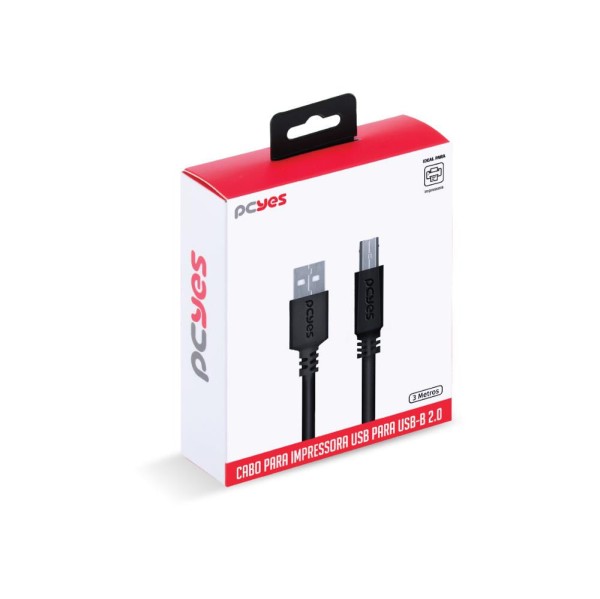 Encontraproduto.com.br - Cabo Impressora Usb 2.0 Macho Para Usb B 3 Metros Pcyes