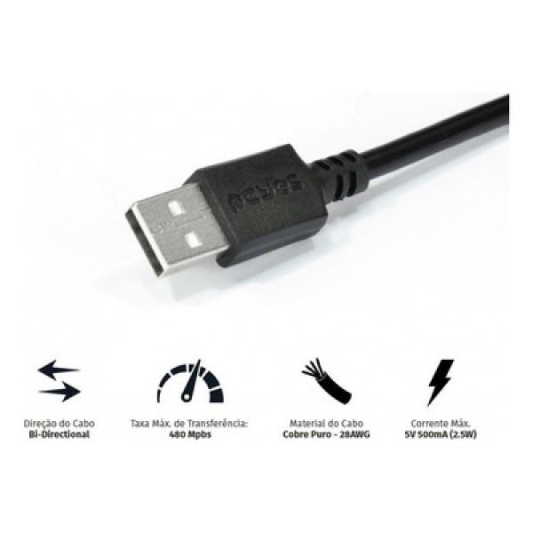 Encontraproduto.com.br - Cabo Impressora Usb 2.0 Macho Para Usb B 3 Metros Pcyes