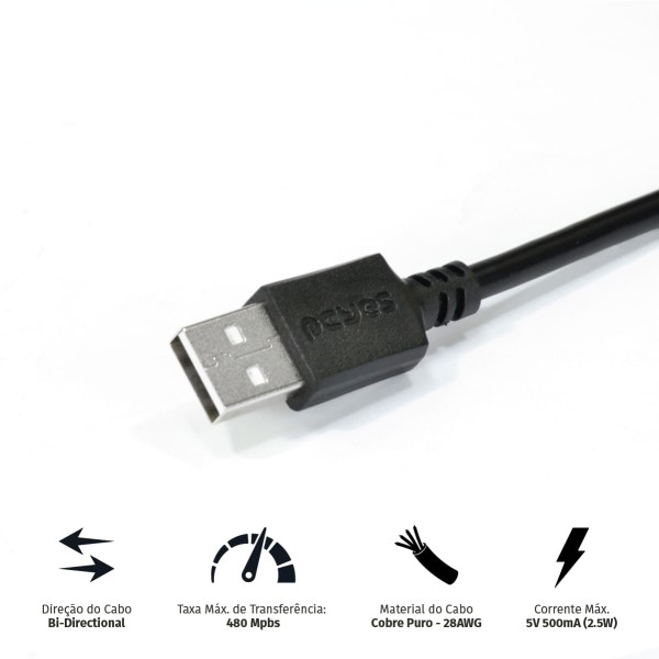Encontraproduto.com.br - Cabo Impressora Usb 2.0 Macho Para Usb B 3 Metros Pcyes