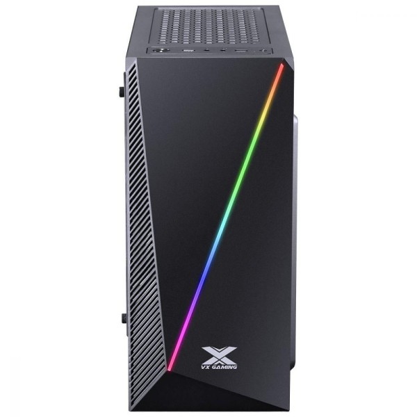 Encontraproduto.com.br - Gabinete Gamer Vx Gaming Pyxis Com Janela Acrílica Com Dobradiça Preto Frontal Com Fita Led Rgb