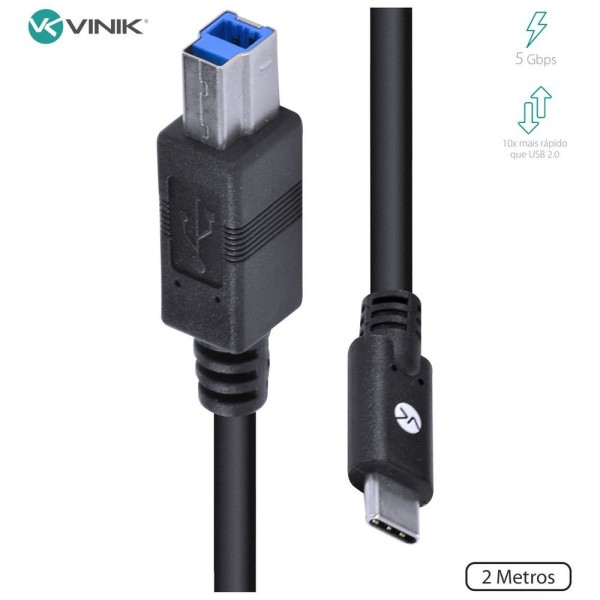 Encontraproduto.com.br - Cabo Usb Tipo C X Usb B V3.2 Gen1 5gbps 2 Metros C32ubm-2