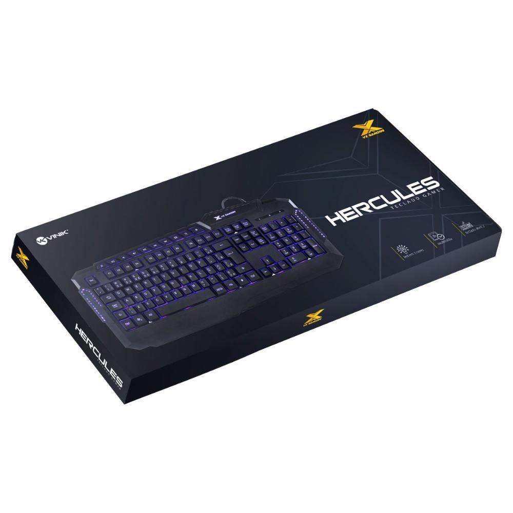 Encontraproduto.com.br - Teclado USB Gamer VX Gaming Hercules com Multimidia LED 3 Cores Cabo USB 1.8 Metros ABNT2 Preto - GT200