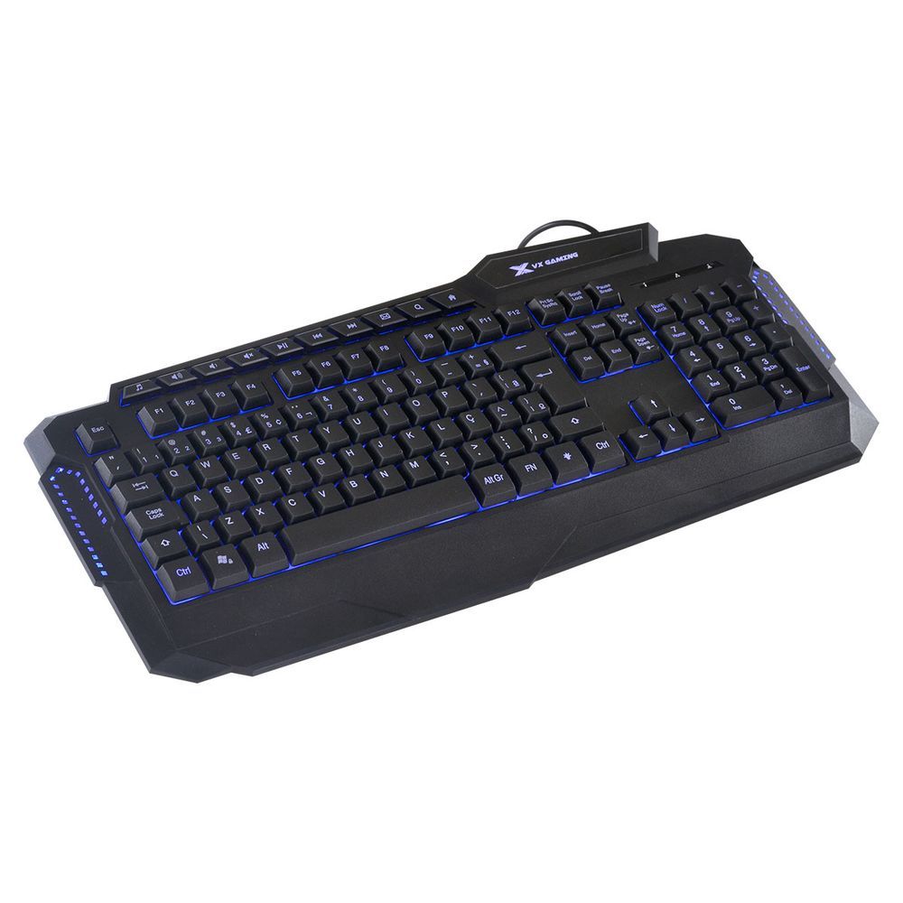 Encontraproduto.com.br - Teclado USB Gamer VX Gaming Hercules com Multimidia LED 3 Cores Cabo USB 1.8 Metros ABNT2 Preto - GT200