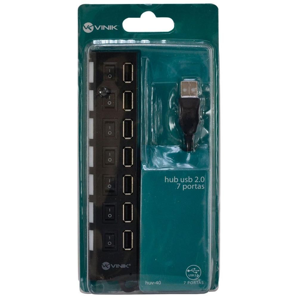 Encontraproduto.com.br - Hub USB VINIK 2.0 7 Portas Com Cabo E Led Indicador - Huv-40