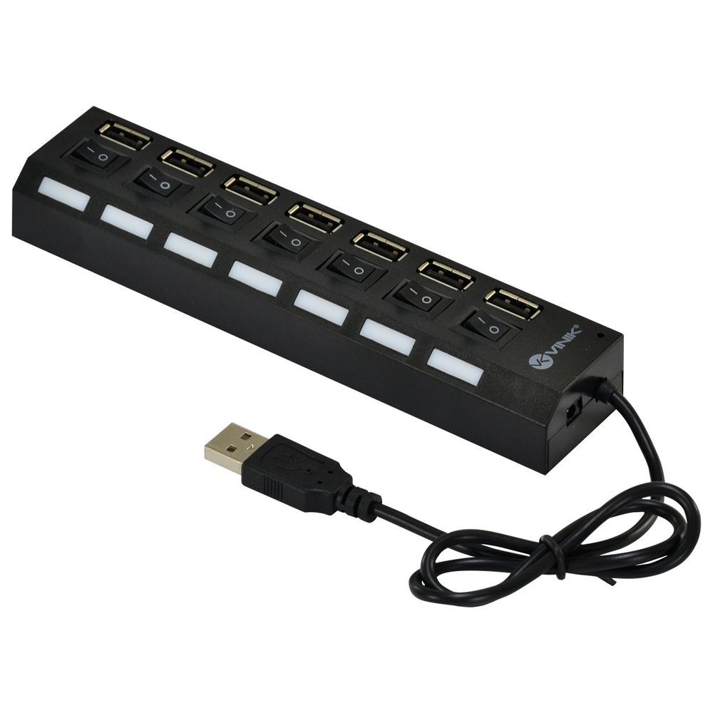 Encontraproduto.com.br - Hub USB VINIK 2.0 7 Portas Com Cabo E Led Indicador - Huv-40