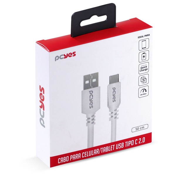 Encontraproduto.com.br - Cabo Usb A 2.0 Para Usb Tipo C 50cm Branco Puacb 05
