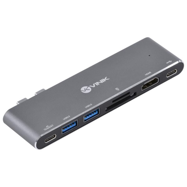 Encontraproduto.com.br - Hub Usb Tipo C Type C 7 Em 2 - 2 Usb 3.0 + Leitor De Cartão Sd Tf + Hdmi 3 + Power Delivery
