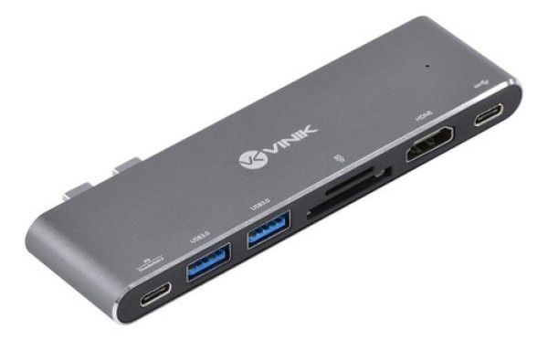 Encontraproduto.com.br - Hub Usb Tipo C Type C 7 Em 2 - 2 Usb 3.0 + Leitor De Cartão Sd Tf + Hdmi 3 + Power Delivery