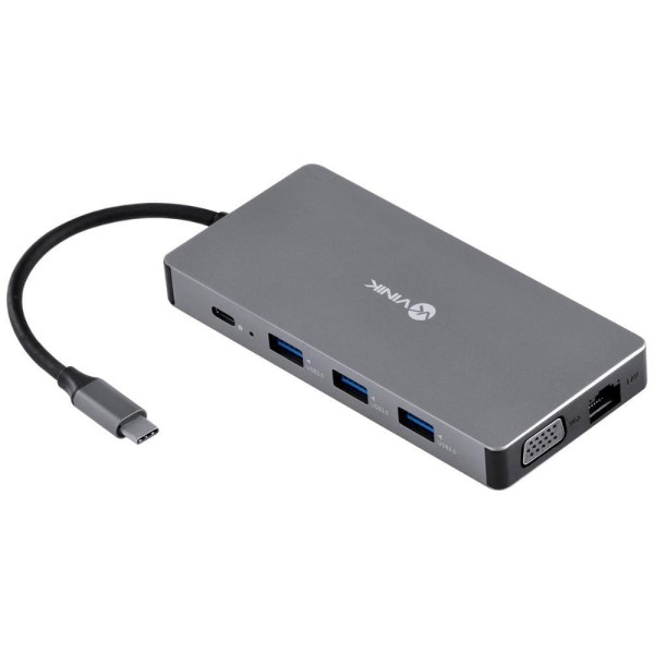 Encontraproduto.com.br - Hub Usb Tipo C Type C 10 Em 1 Usb 3.0 Cartao Sd Tf Hdmi Vga