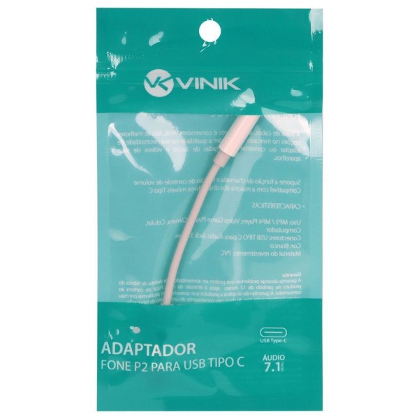Encontraproduto.com.br - Adaptador de Fone P2 para USB Tipo C 7.1 Audio - ADFUSBTC
