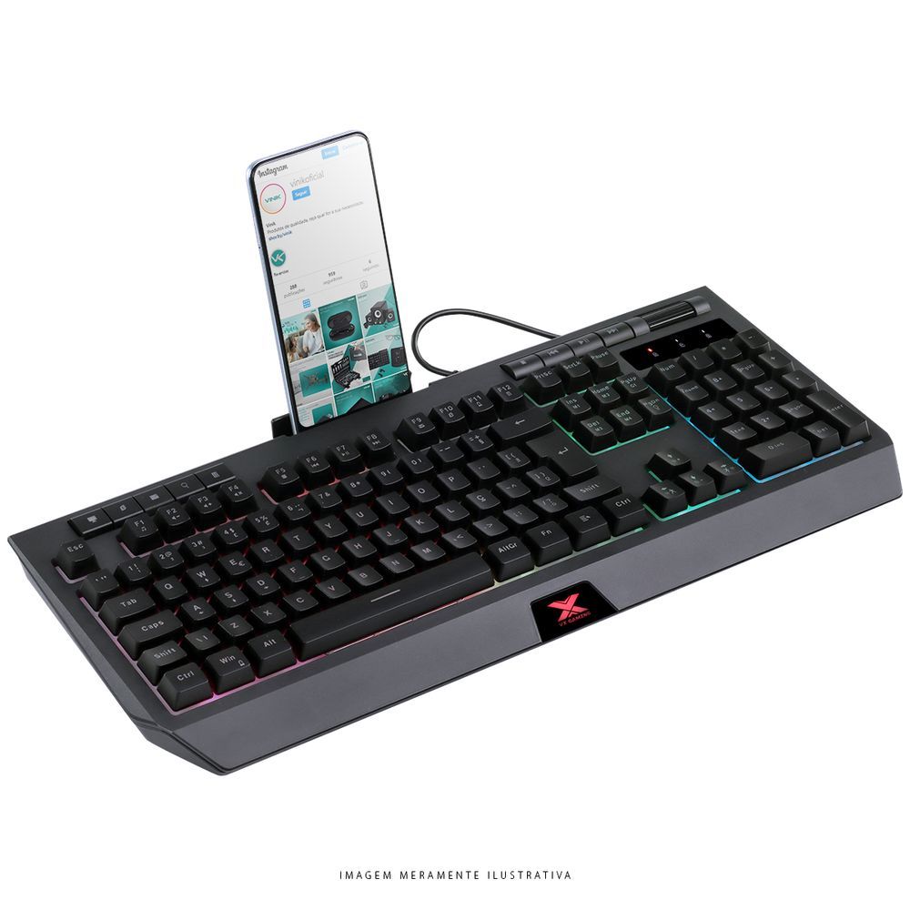 Encontraproduto.com.br - Teclado Gamer Vinik Protector LED Multimídia USB Preto