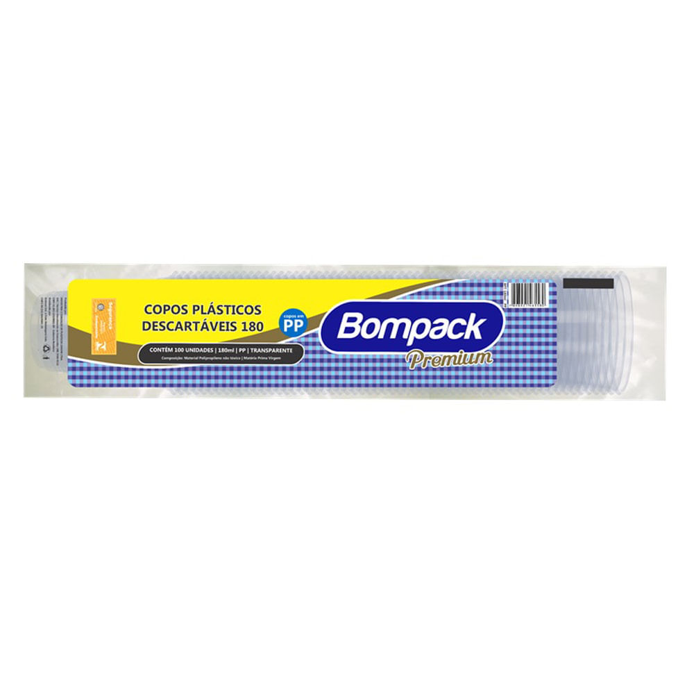 Encontraproduto.com.br - Copo Descartável Premium Bompack 180ml 100un