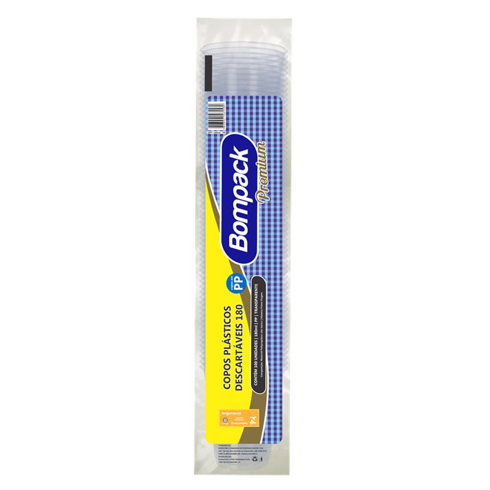 Encontraproduto.com.br - Copo Descartável Premium Bompack 180ml 100un