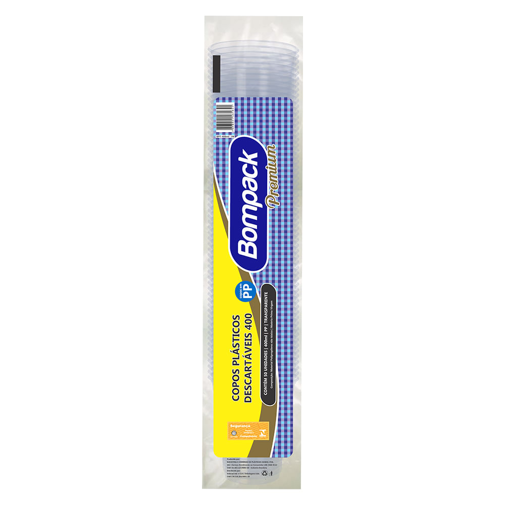 Encontraproduto.com.br - Copo Descartável Transparente Bompack 400ml 50un