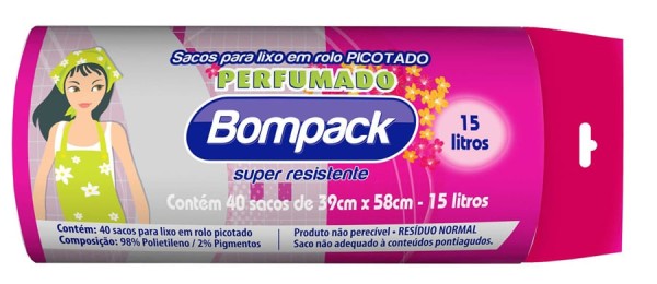 Bompack Saco P/Lixo Az 15Lt Moca Perfum C/40